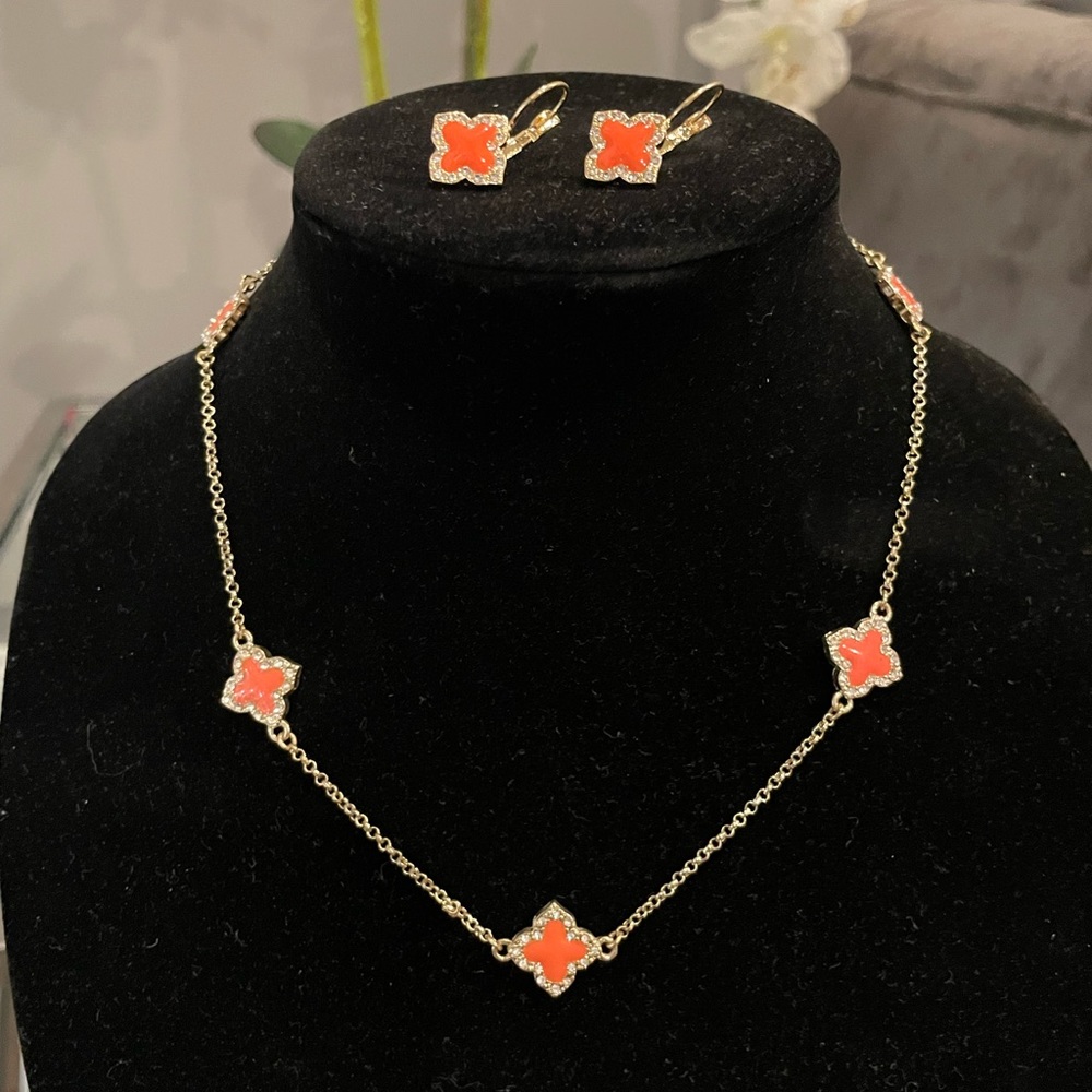 Pave necklace and earrings set